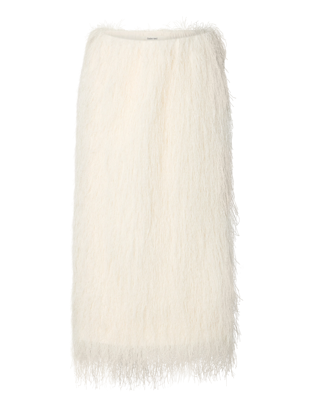 Selected SLWMARIANNE MW FEATHER MIDI SKIRT - Nederdele - EGRET / cream