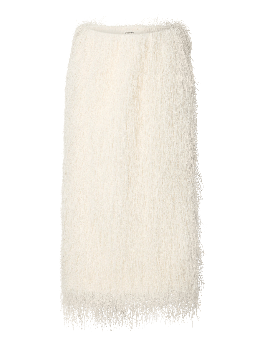 Selected - SLWMARIANNE MW FEATHER MIDI SKIRT - egret - 0