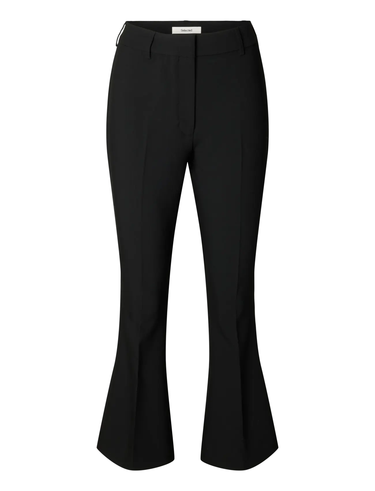 Selected SLFSLIM RITA KICK FLARED CROPPED MW PANT - Selected - BLACK / black