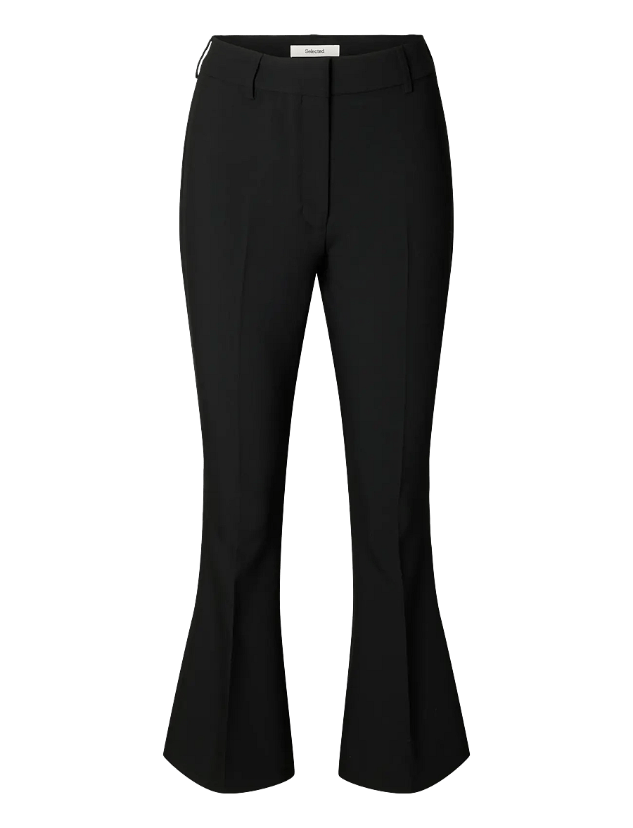 Selected - SLFSLIM RITA KICK FLARED CROPPED MW PANT - schlaghosen - black - 1