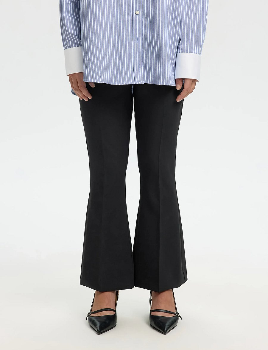 Selected - SLFSLIM RITA KICK FLARED CROPPED MW PANT - schlaghosen - black - 0