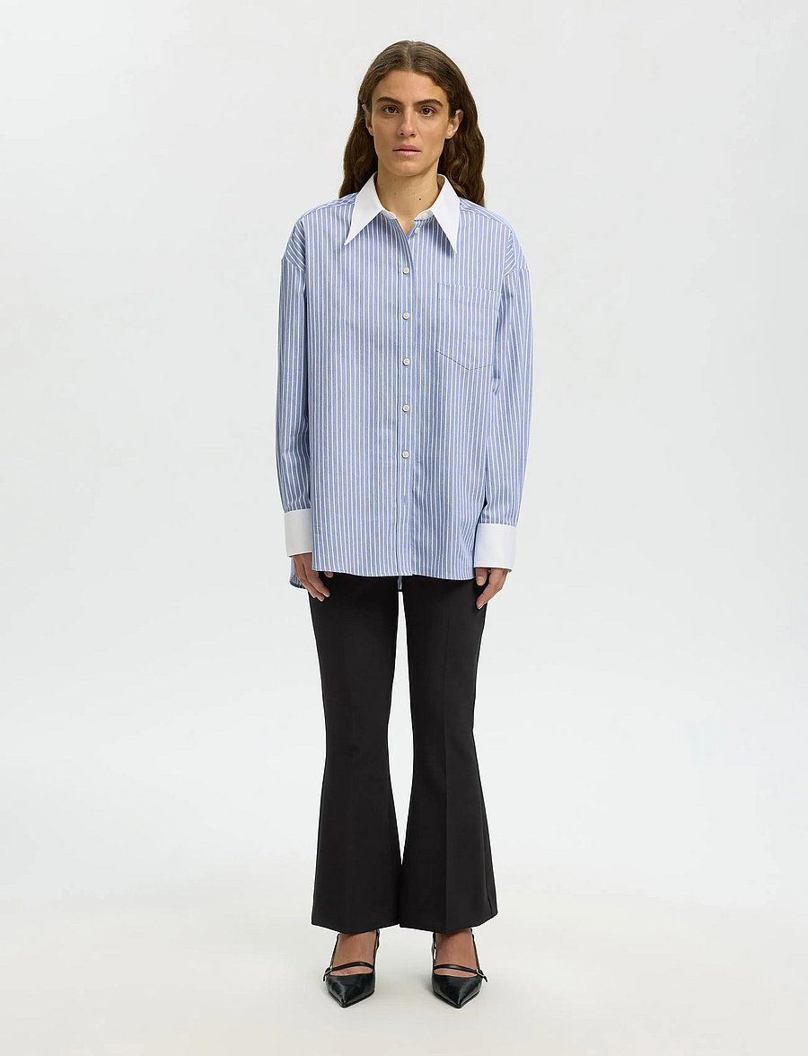 Selected - SLFSLIM RITA KICK FLARED CROPPED MW PANT - schlaghosen - black - 3