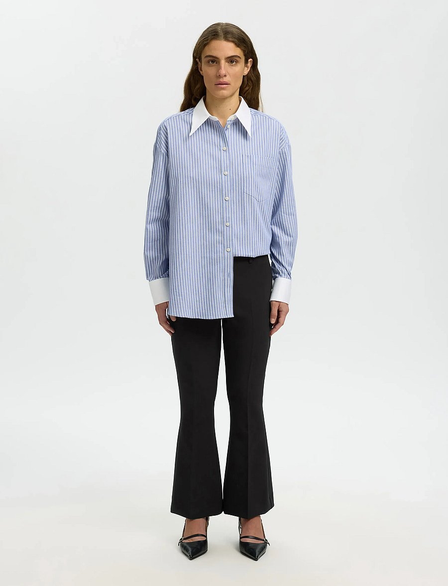 Selected - SLFSLIM RITA KICK FLARED CROPPED MW PANT - schlaghosen - black - 5