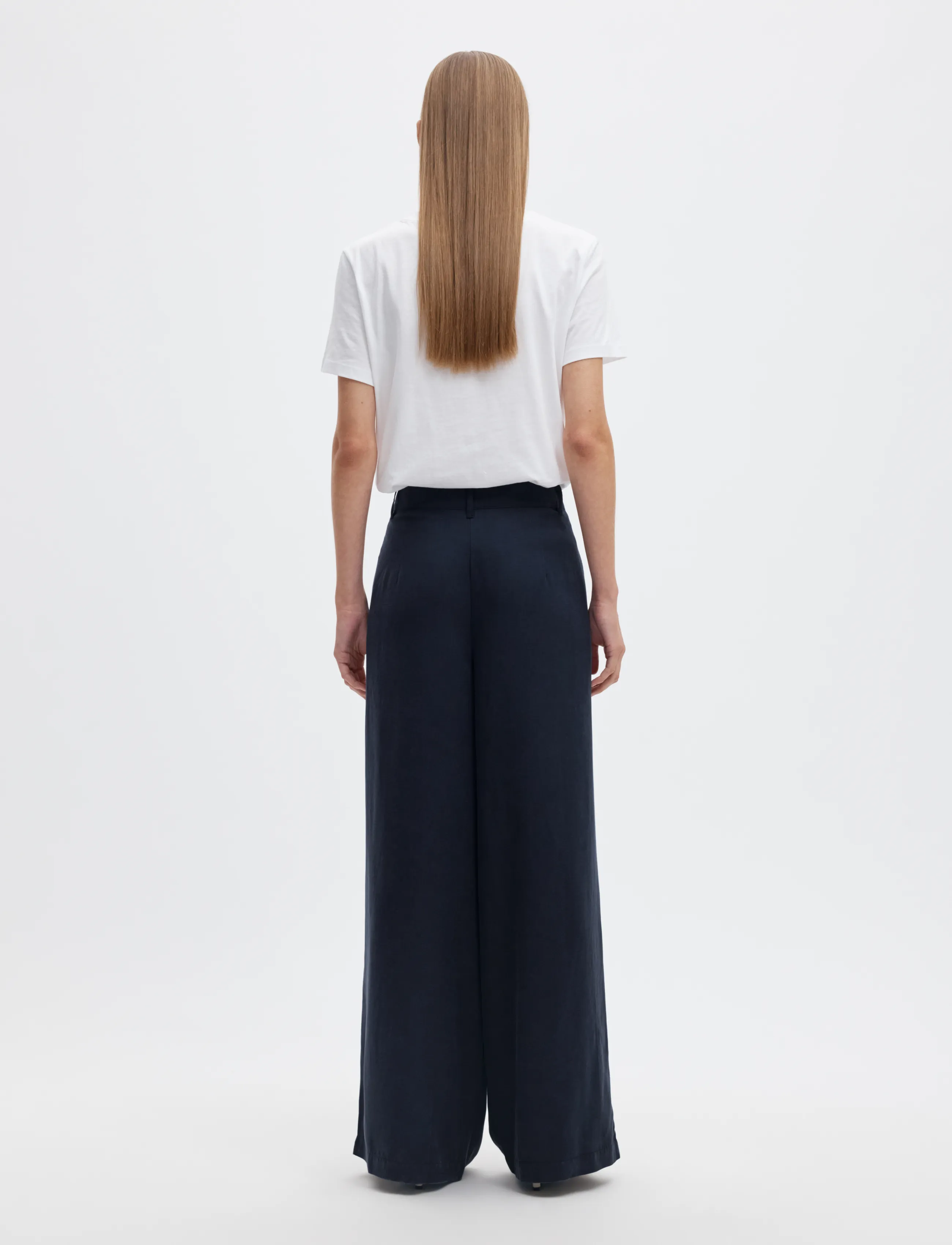 Selected - SLWNATUK-JANNA HW PLEATED PANT - vida byxor - dark sapphire - 2