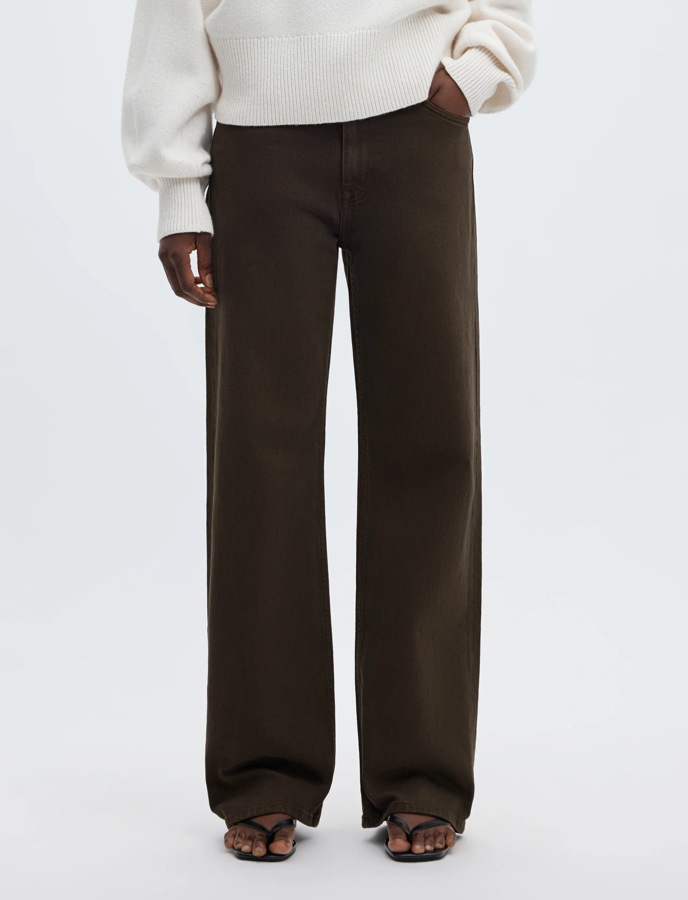 Selected SLWWIDE BEA-KORI COLORED HW JEANS NOOS - Hosen mit weitem Bein - DELICIOSO / brown