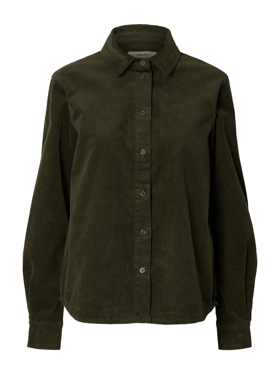 Selected - SLWRUNA LS REGULAR CORD SHIRT NOOS - langärmlige hemden - deep depths - 1