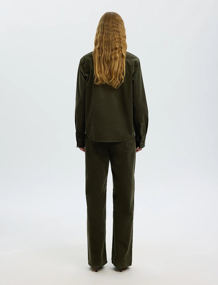 Selected - SLWRUNA LS REGULAR CORD SHIRT NOOS - langärmlige hemden - deep depths - 2