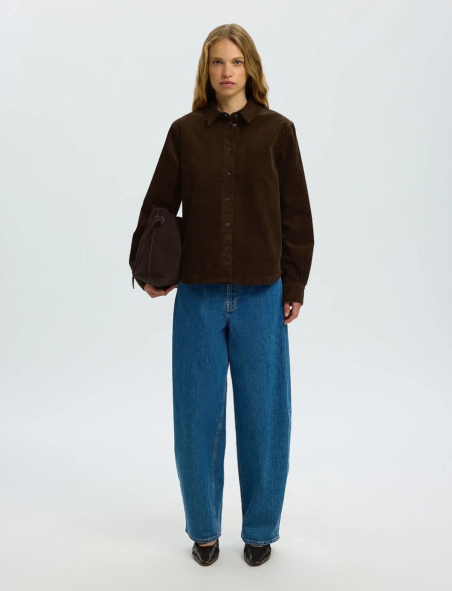Selected - SLWRUNA LS REGULAR CORD SHIRT NOOS - langärmlige hemden - delicioso - 4