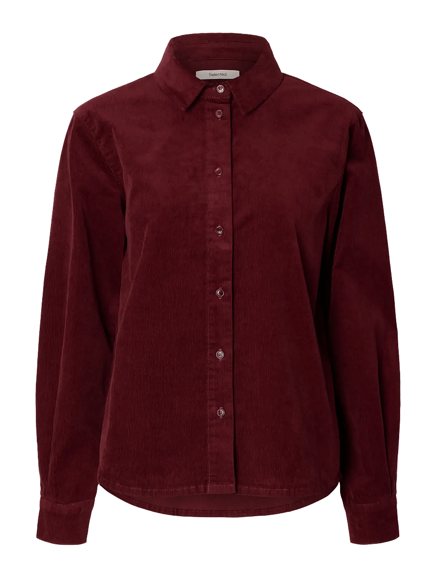 Selected - SLWRUNA LS REGULAR CORD SHIRT NOOS - pikkade varrukatega särgid - tawny port - 1