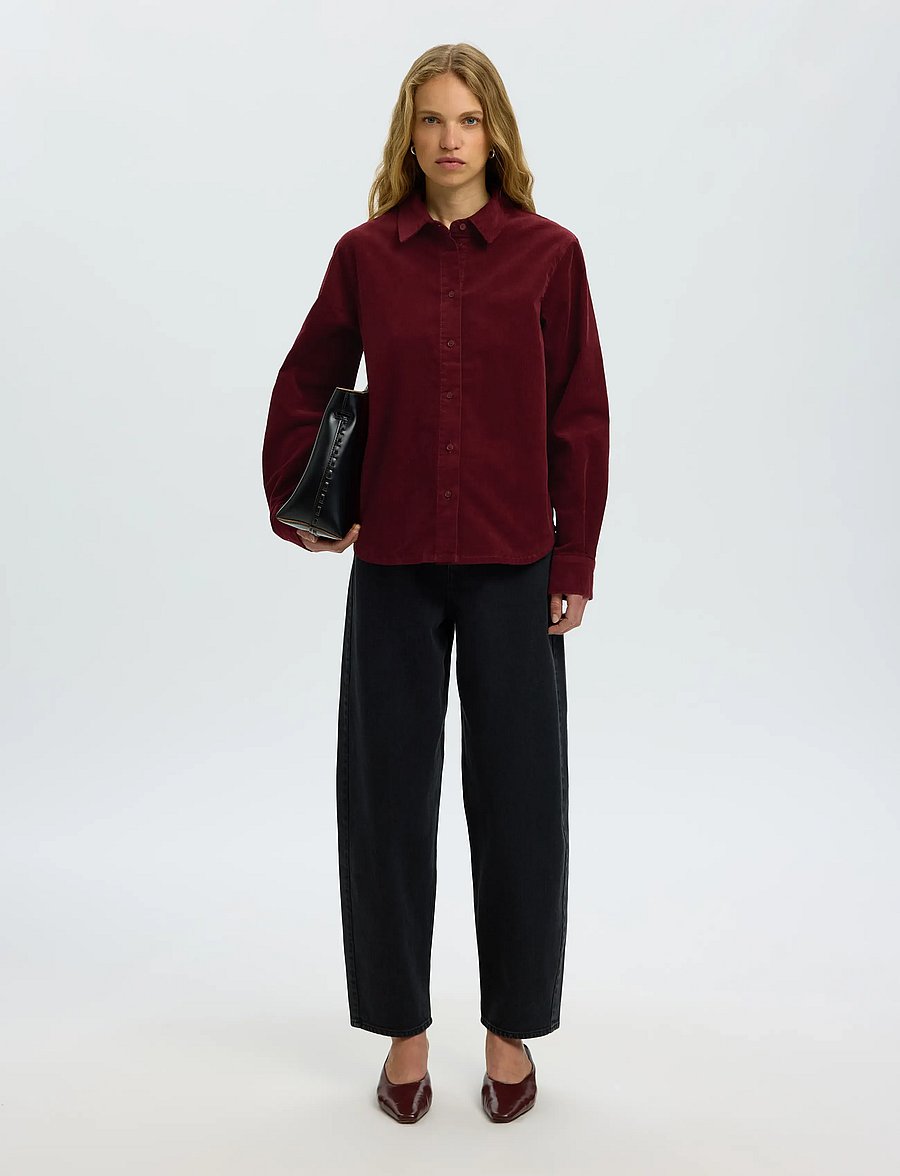 Selected - SLWRUNA LS REGULAR CORD SHIRT NOOS - pikkade varrukatega särgid - tawny port - 5