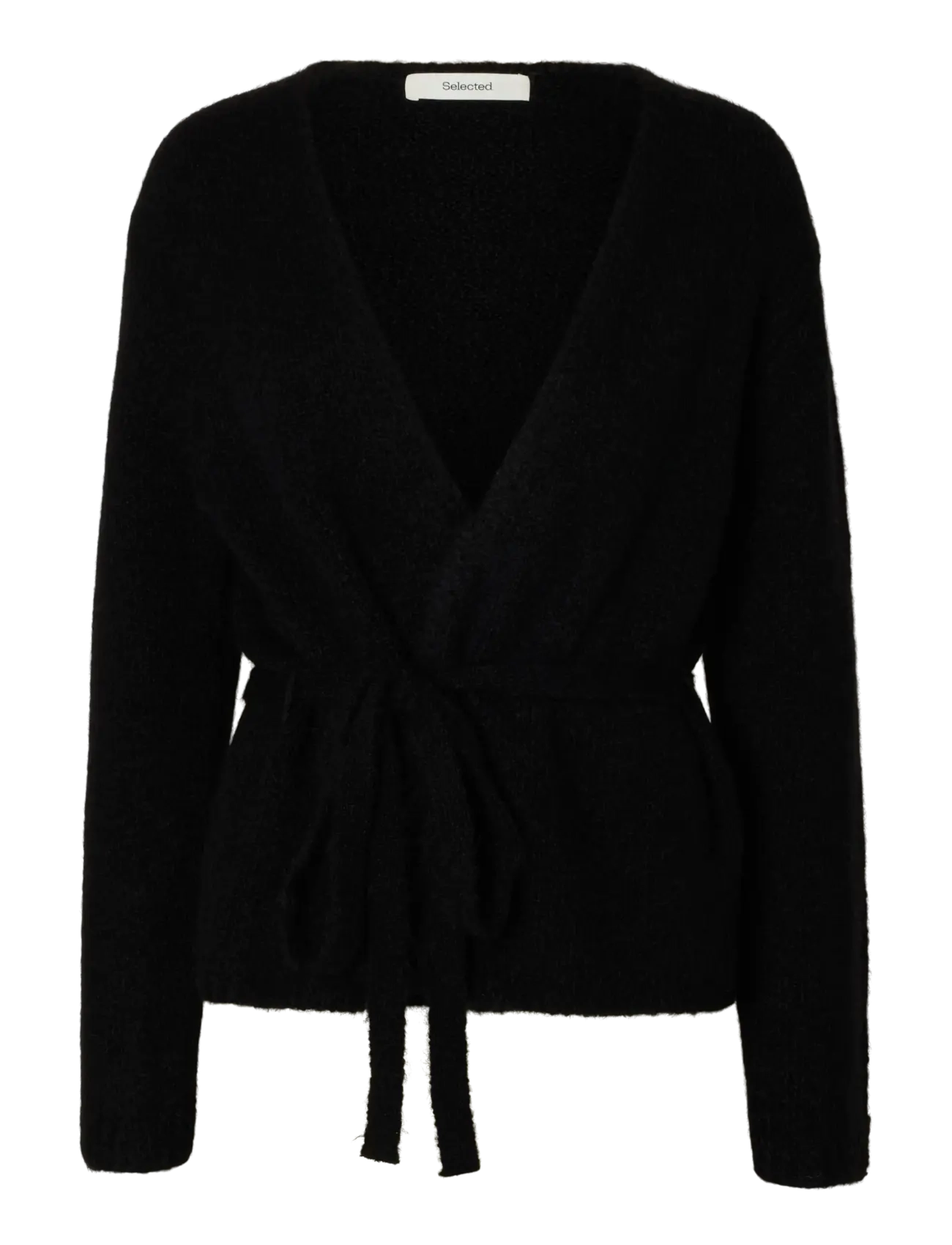 Selected SLFGABRIELLA LS KNIT BELT CARDIGAN - Cardigans - BLACK / black