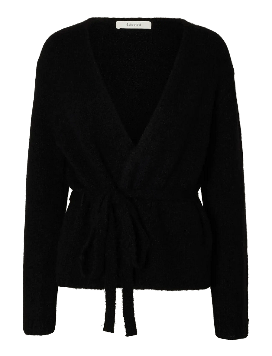 Selected - SLFGABRIELLA LS KNIT BELT CARDIGAN - strickjacken - black - 1