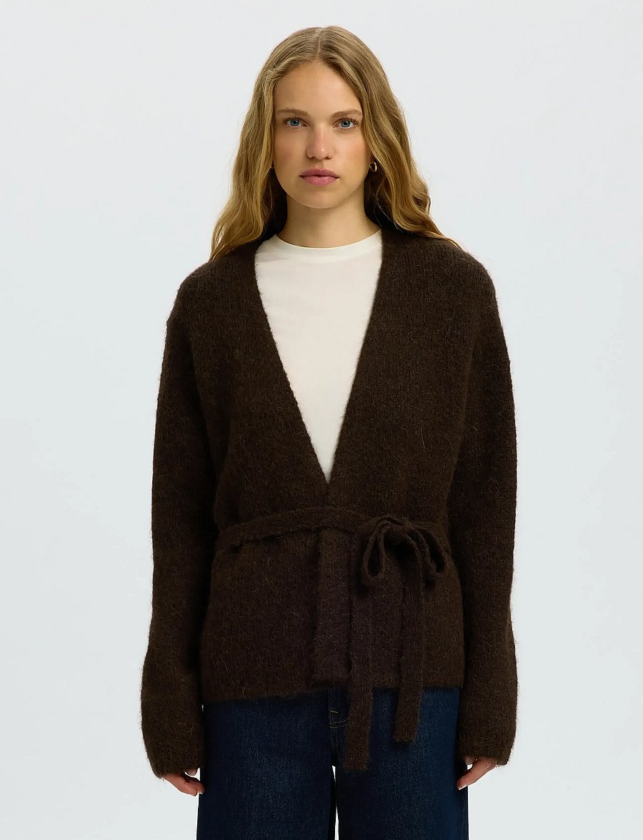 Selected - SLFGABRIELLA LS KNIT BELT CARDIGAN - gilets - delicioso - 0