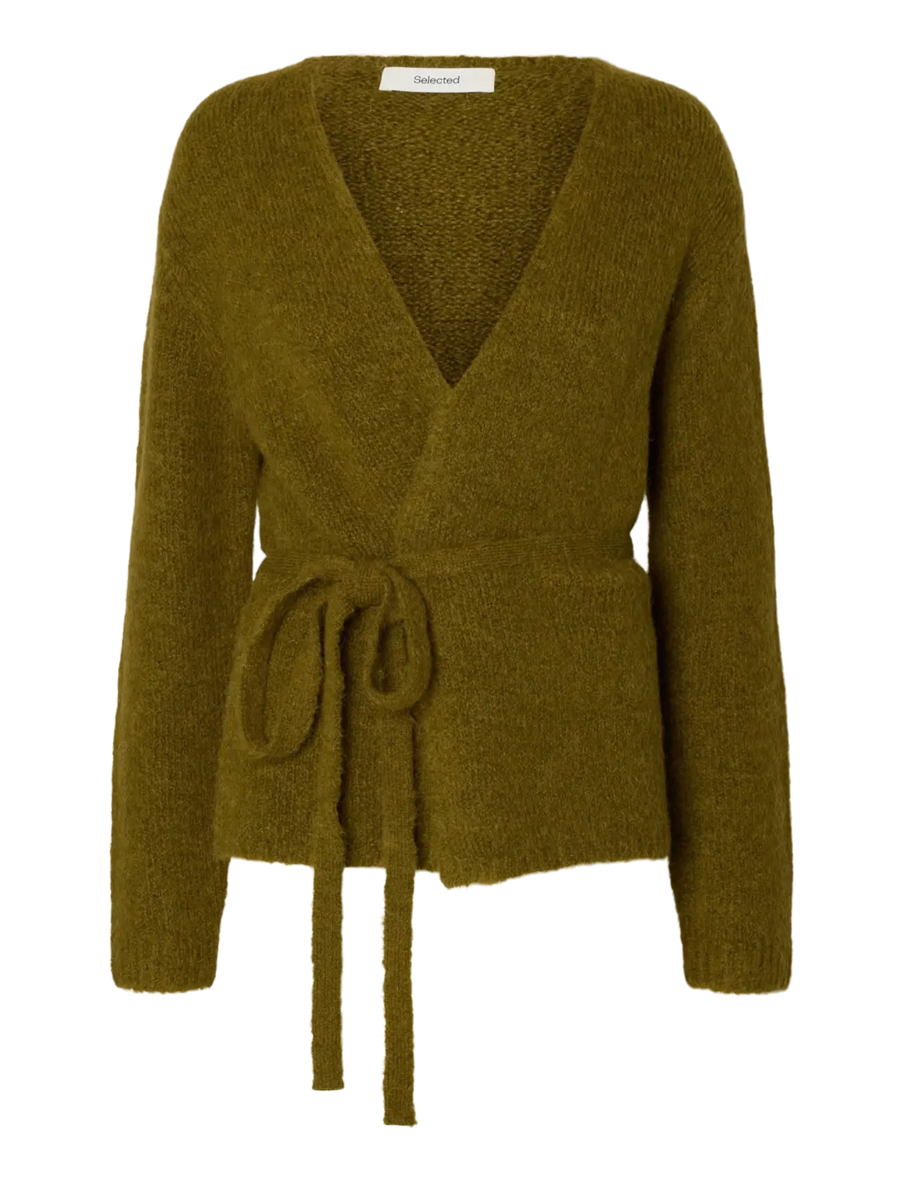 Selected SLFGABRIELLA LS KNIT BELT CARDIGAN - Gebreide vesten - FIR GREEN / khaki/green