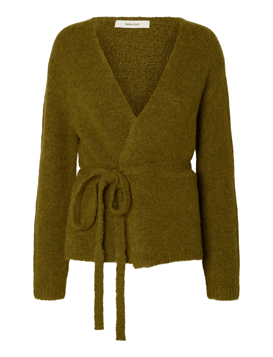 Selected - SLFGABRIELLA LS KNIT BELT CARDIGAN - strickjacken - fir green - 1