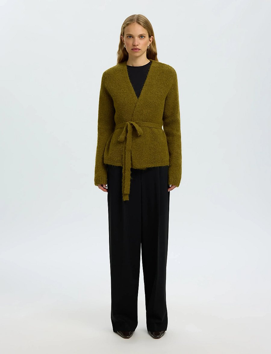 Selected - SLFGABRIELLA LS KNIT BELT CARDIGAN - strickjacken - fir green - 3