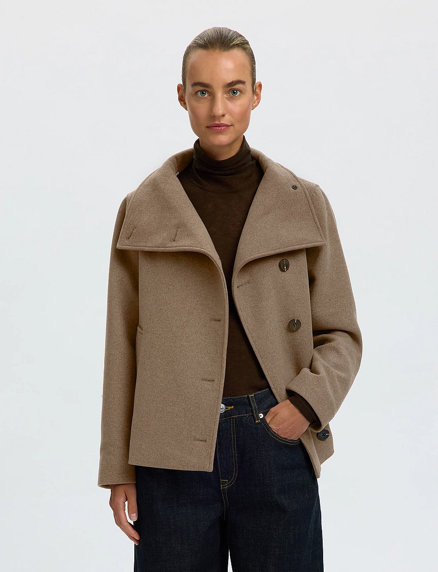 Selected - SLWZIA-ZOE WOOL BLEND JACKET - fallen rock - 0