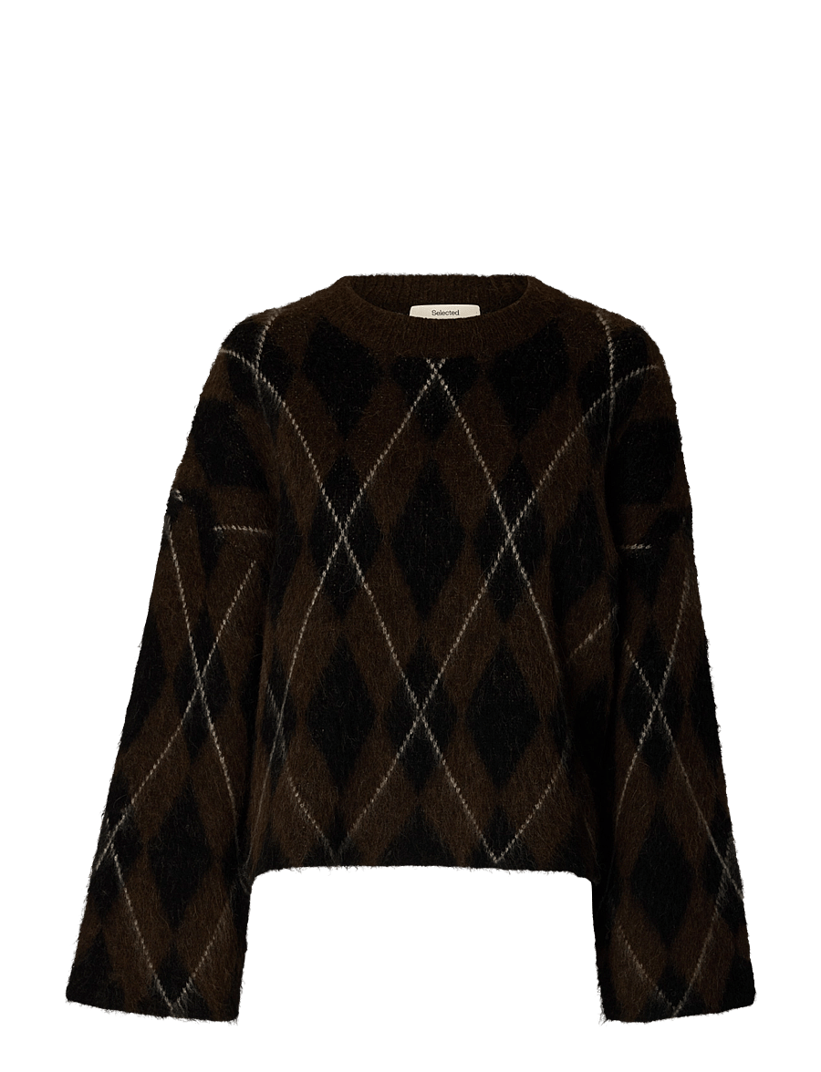 Selected - SLWLULU BRUSHED ARGYLE KNIT O-NECK NOOS - pullover - delicioso - 1
