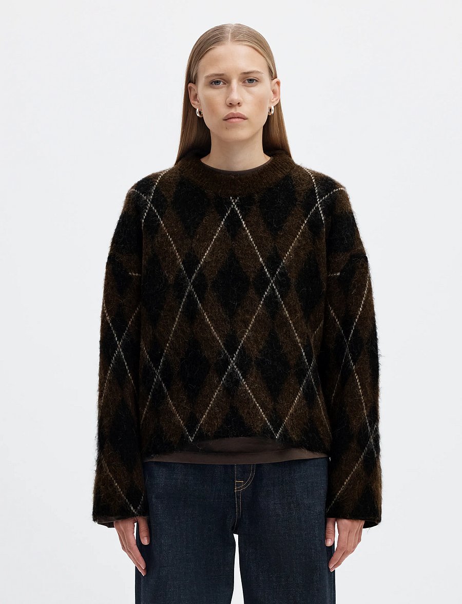 Selected - SLWLULU BRUSHED ARGYLE KNIT O-NECK NOOS - pullover - delicioso - 0