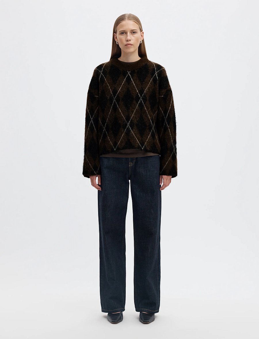 Selected - SLWLULU BRUSHED ARGYLE KNIT O-NECK NOOS - pullover - delicioso - 3