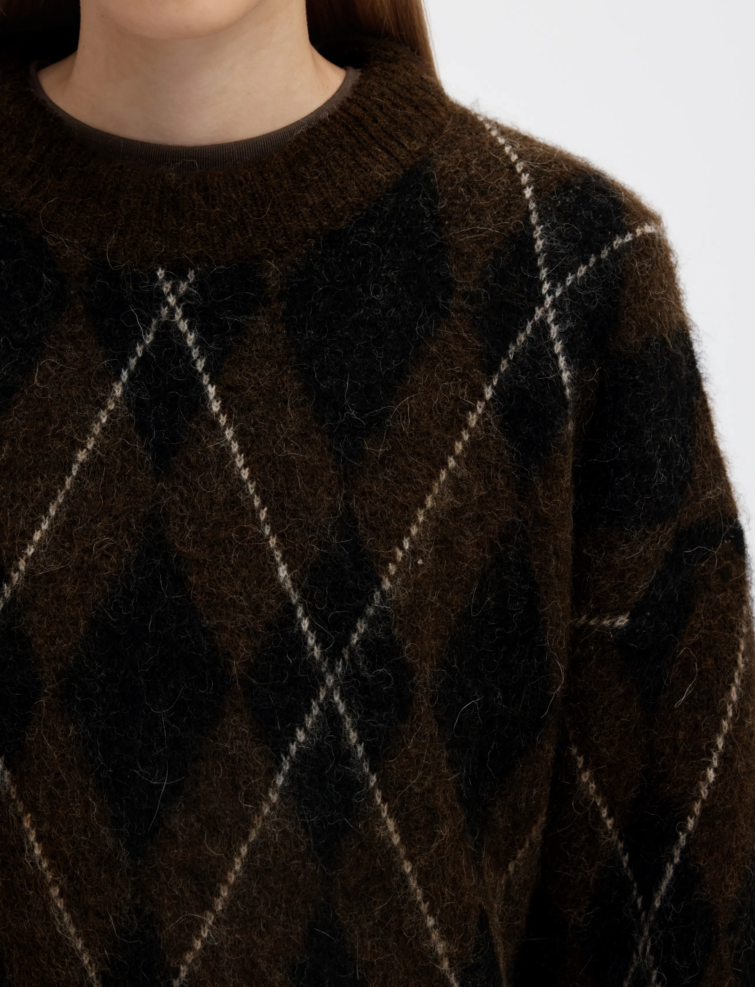 Selected - SLWLULU BRUSHED ARGYLE KNIT O-NECK NOOS - pullover - delicioso - 4