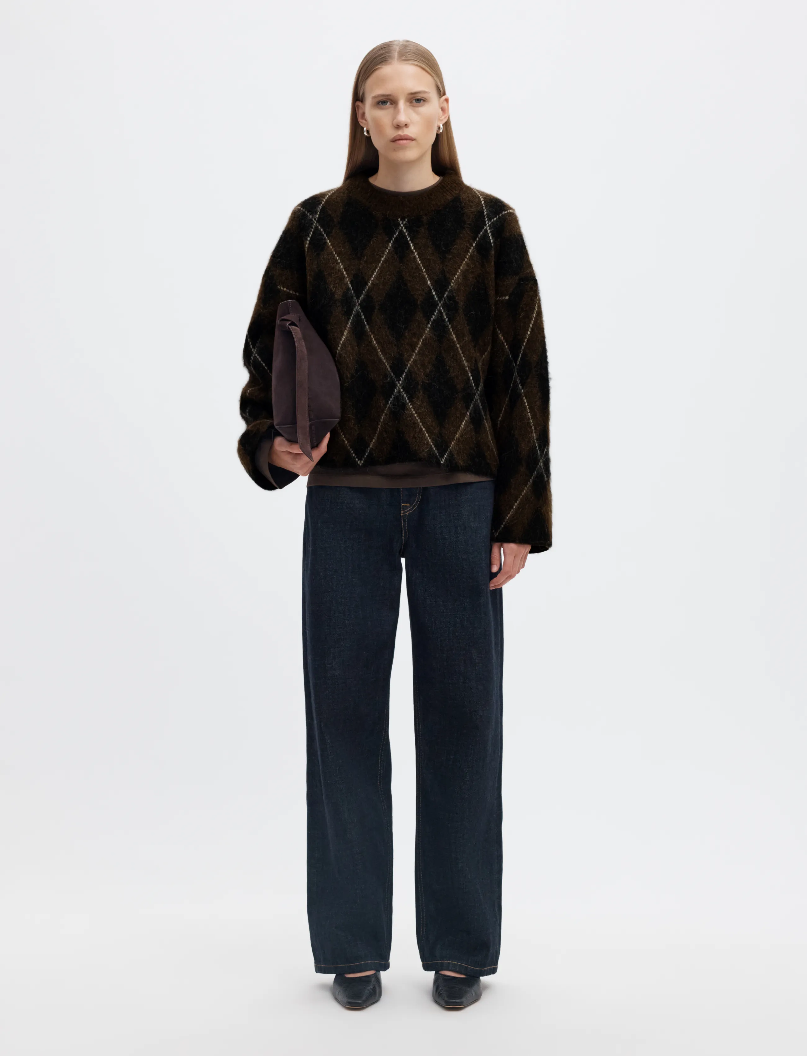 Selected - SLWLULU BRUSHED ARGYLE KNIT O-NECK NOOS - pullover - delicioso - 5