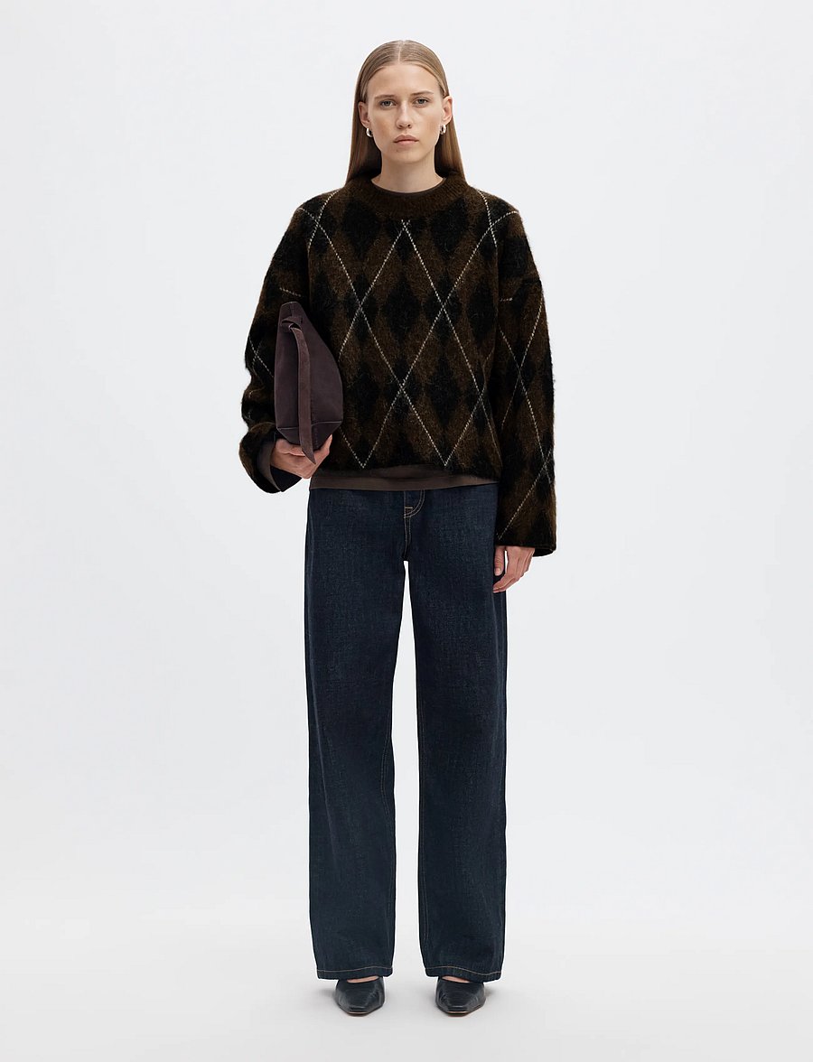 Selected - SLWLULU BRUSHED ARGYLE KNIT O-NECK NOOS - pullover - delicioso - 5