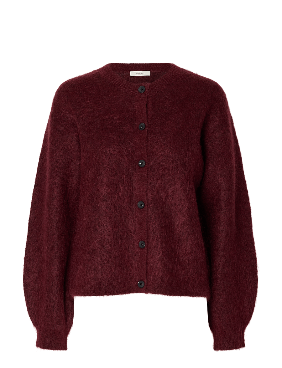 Selected - SLWMIRA LS KNIT O-NECK CARDIGAN - cardigans - tawny port - 0