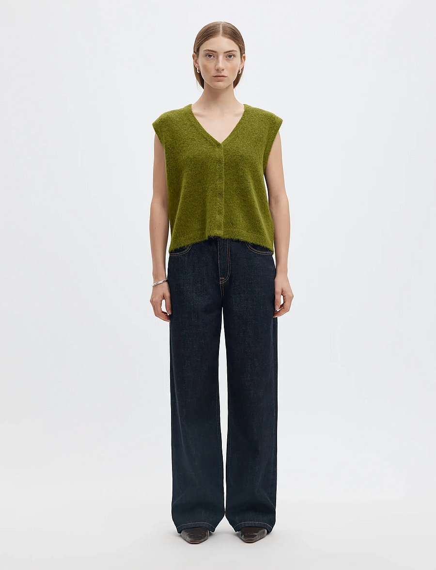 Selected - SLWLULU BRUSHED V-NECK VEST NOOS - strickwesten - cardamom seed - 3
