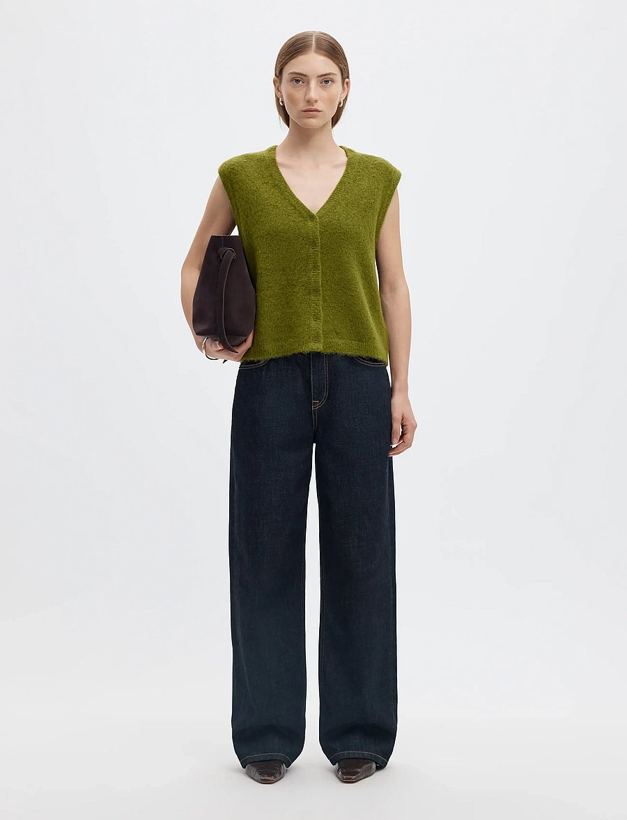 Selected - SLWLULU BRUSHED V-NECK VEST NOOS - strickwesten - cardamom seed - 5