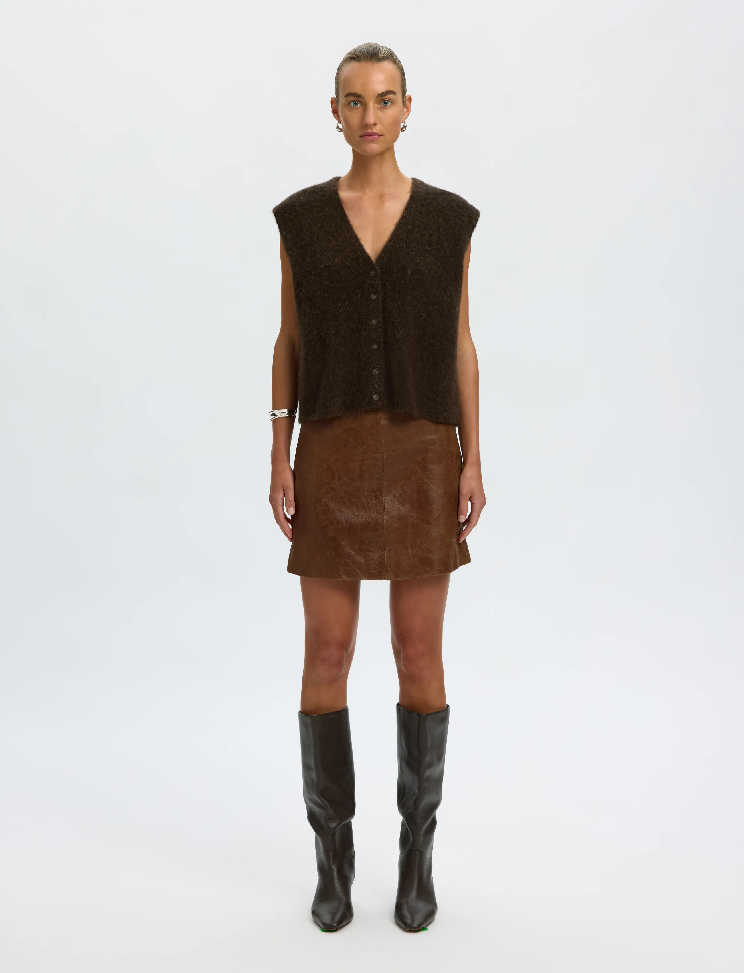 SELECTED Slwlulu Brushed V-Neck Vest Noos västar dam – bild 3