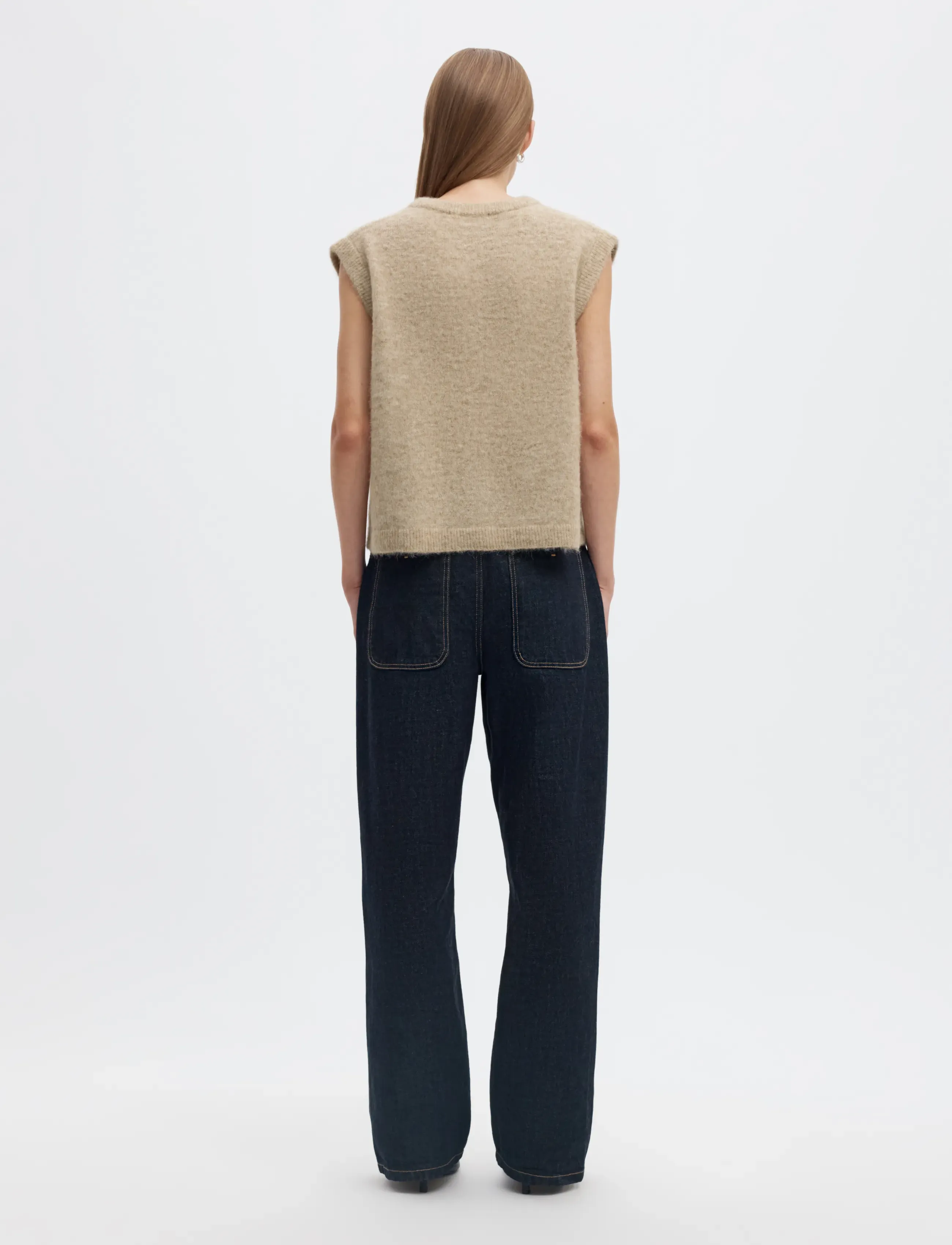 Selected - SLWLULU BRUSHED V-NECK VEST NOOS - knitted vests - island fossil - 2