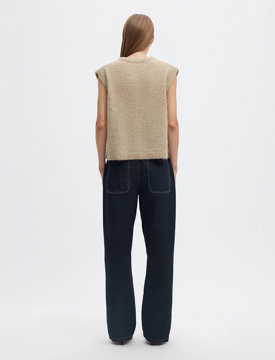 Selected - SLWLULU BRUSHED V-NECK VEST NOOS - strickwesten - island fossil - 2