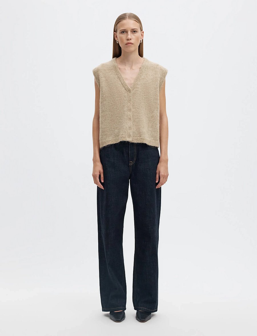Selected - SLWLULU BRUSHED V-NECK VEST NOOS - strickwesten - island fossil - 3
