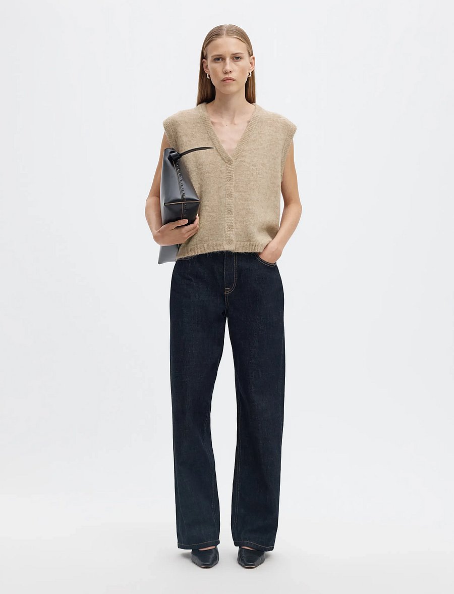 Selected - SLWLULU BRUSHED V-NECK VEST NOOS - strickwesten - island fossil - 5