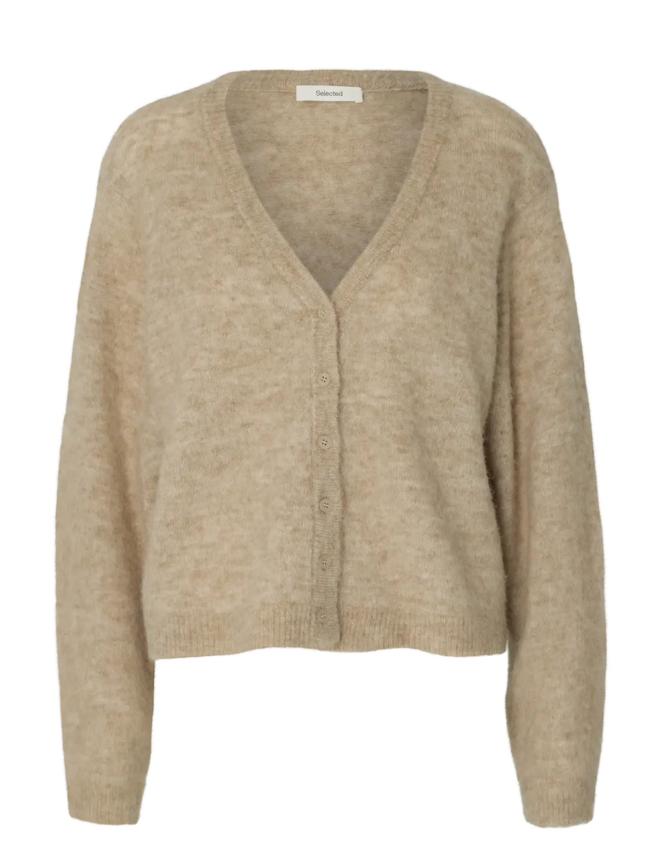 Selected SLWLULU BRUSHED V-NECK CARDIGAN NOOS - Strickmode - ISLAND FOSSIL / beige