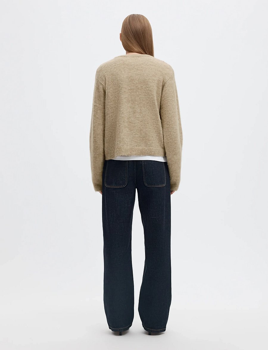 Selected - SLWLULU BRUSHED V-NECK CARDIGAN NOOS - strickjacken - island fossil - 2