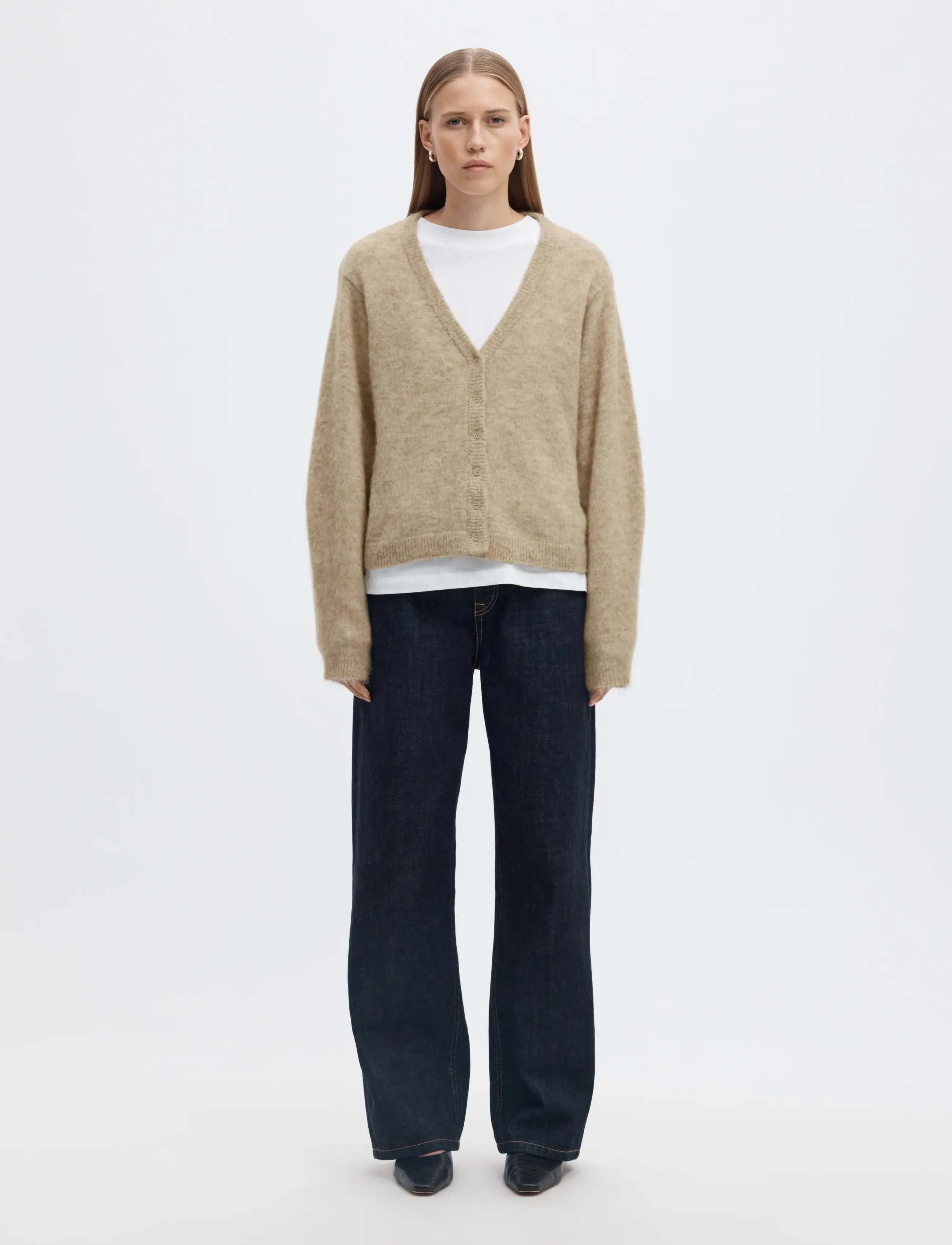 Selected - SLWLULU BRUSHED V-NECK CARDIGAN NOOS - strickjacken - island fossil - 3