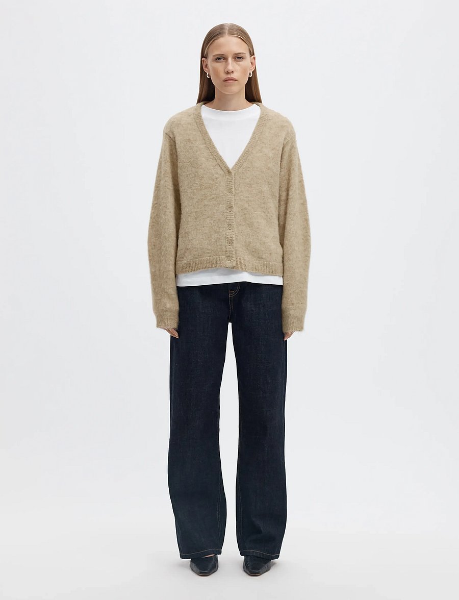 Selected - SLWLULU BRUSHED V-NECK CARDIGAN NOOS - strickjacken - island fossil - 3