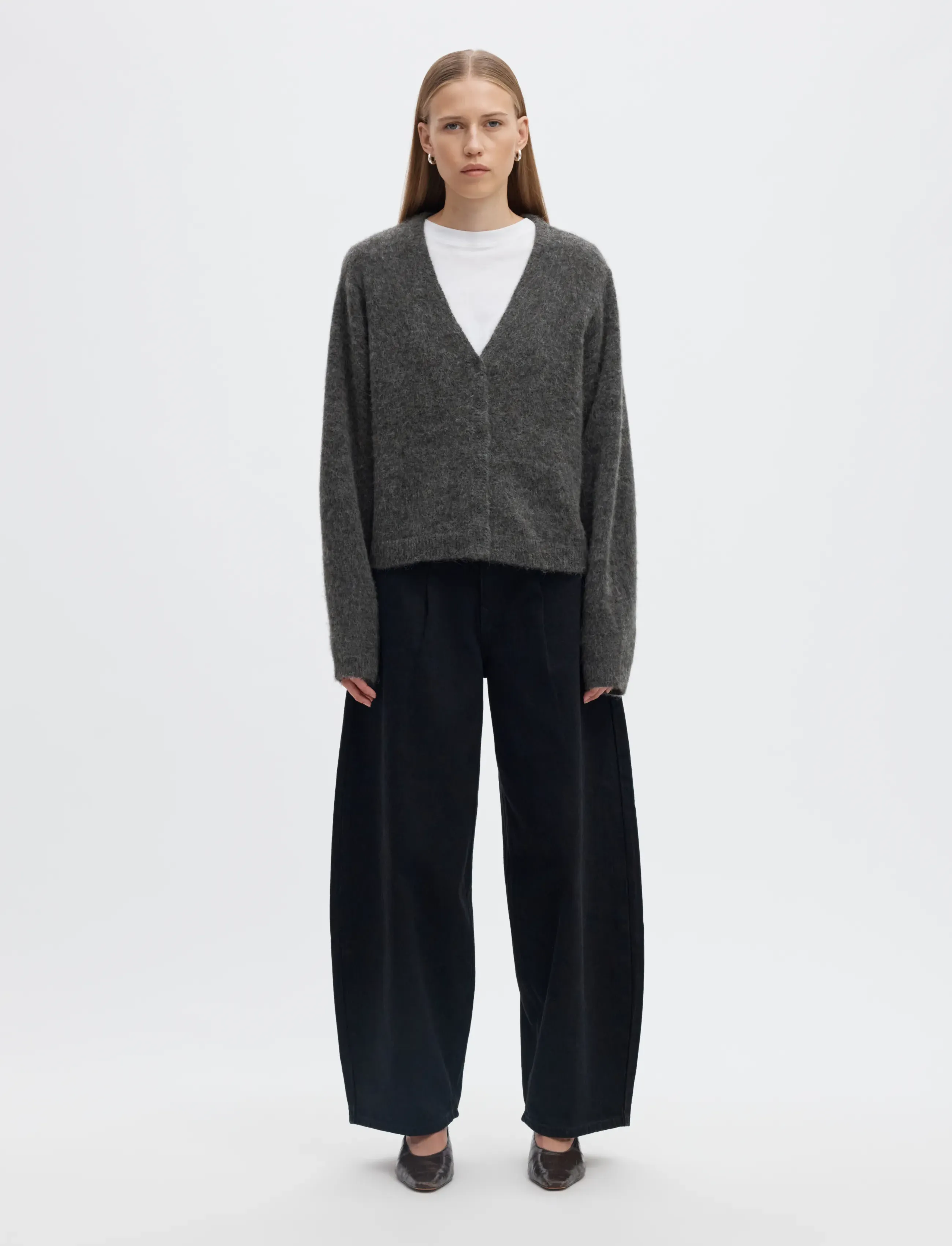 Selected - SLWLULU BRUSHED V-NECK CARDIGAN NOOS - strickjacken - medium grey melange - 3