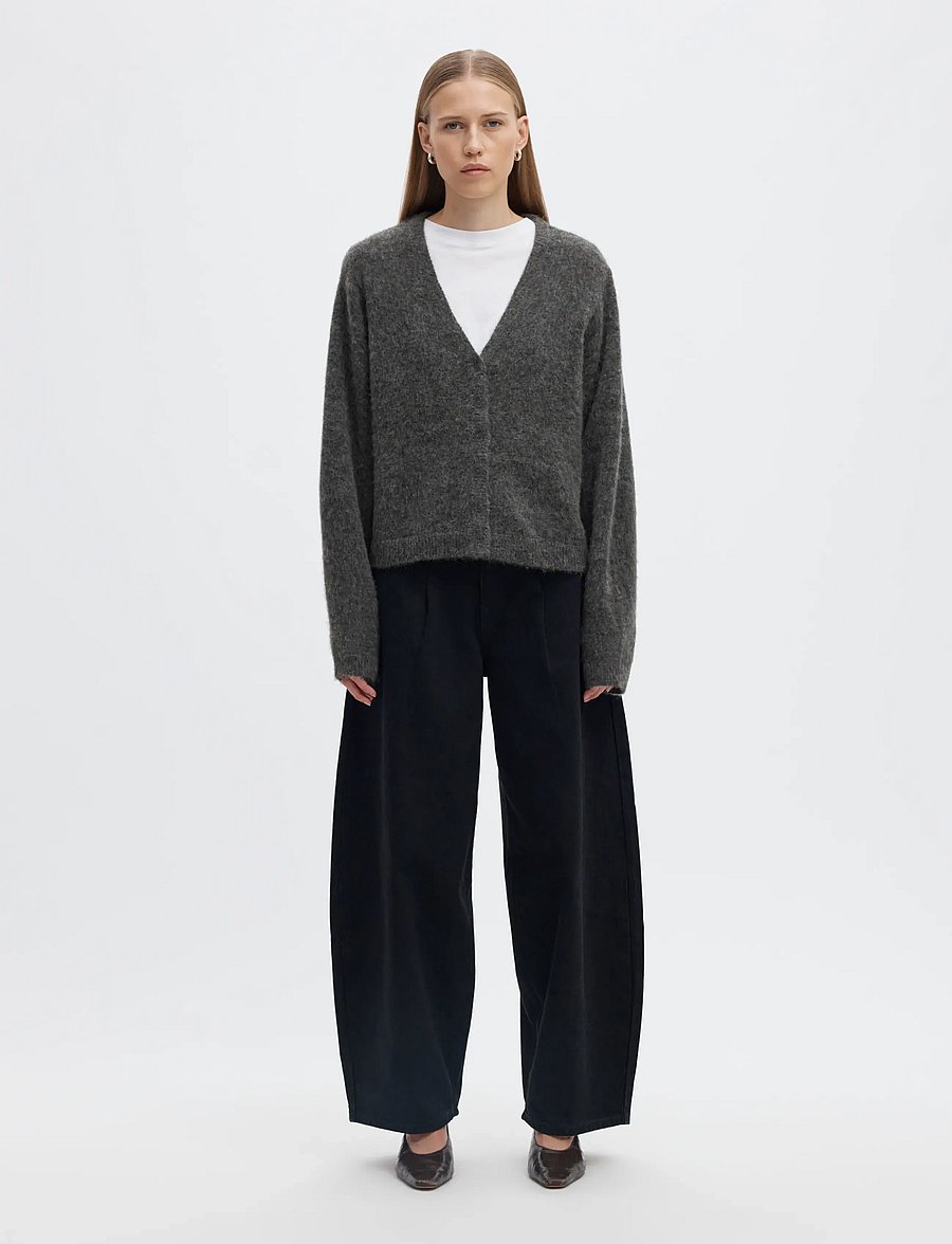 Selected - SLWLULU BRUSHED V-NECK CARDIGAN NOOS - strickjacken - medium grey melange - 3