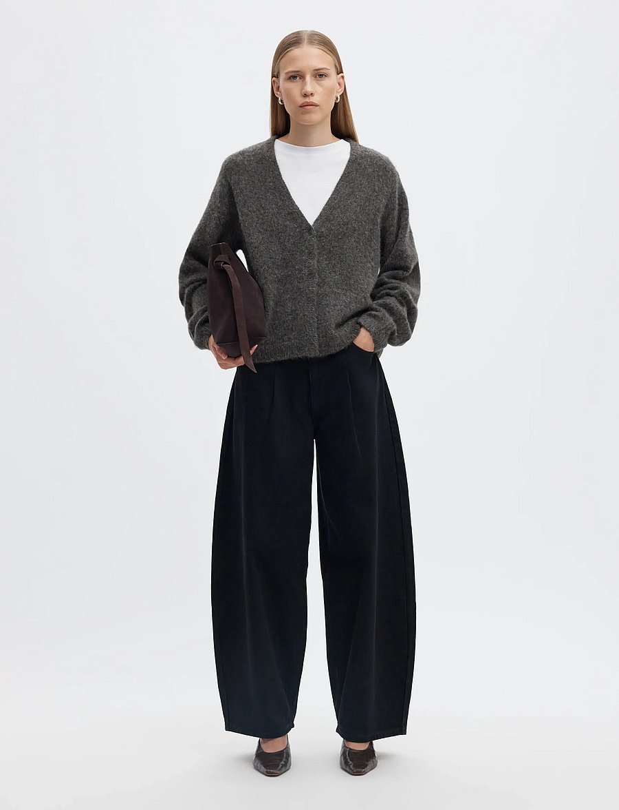Selected - SLWLULU BRUSHED V-NECK CARDIGAN NOOS - strickjacken - medium grey melange - 5