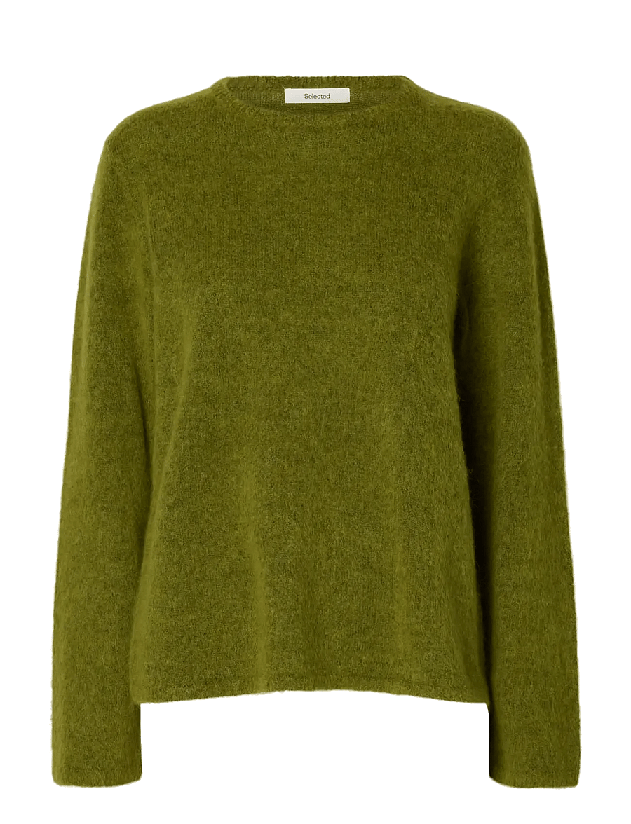 Selected - SLWLULU BRUSHED LS KNIT O-NECK NOOS - jumpers - cardamom seed - 1