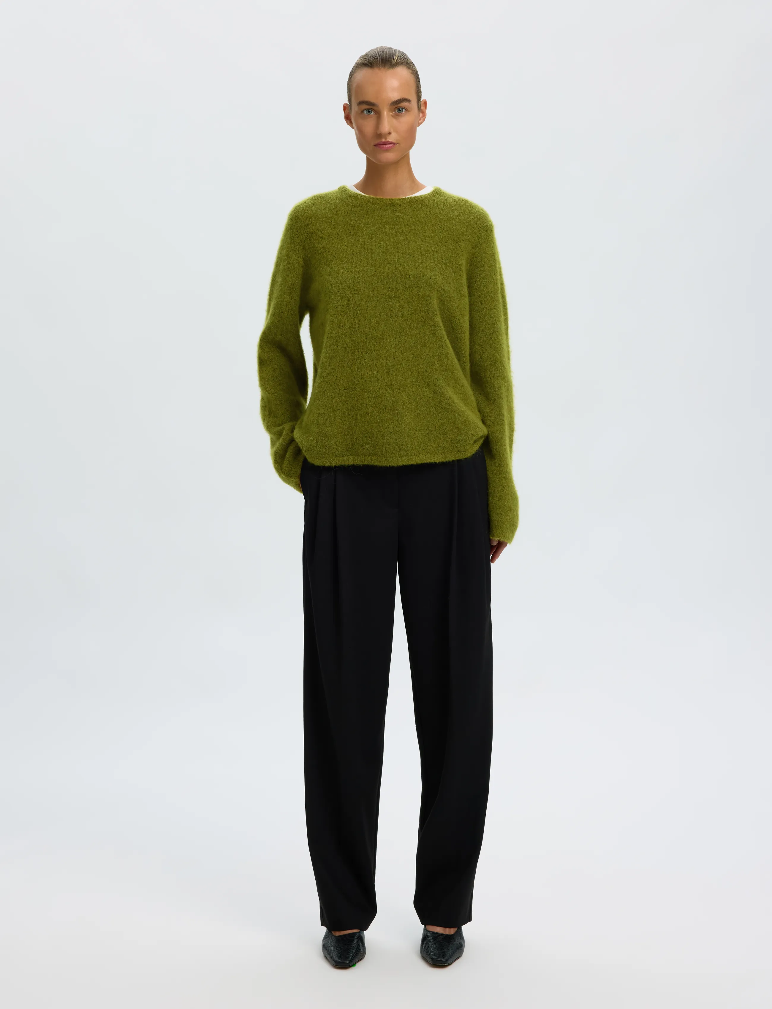 Selected - SLWLULU BRUSHED LS KNIT O-NECK NOOS - jumpers - cardamom seed - 3
