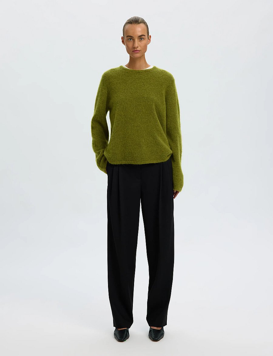 Selected - SLWLULU BRUSHED LS KNIT O-NECK NOOS - jumpers - cardamom seed - 3