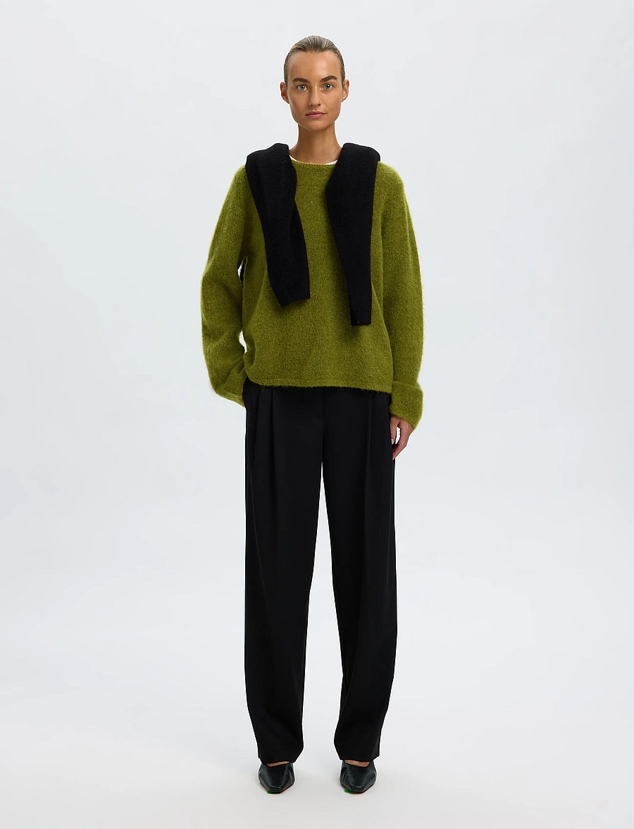 Selected - SLWLULU BRUSHED LS KNIT O-NECK NOOS - jumpers - cardamom seed - 5