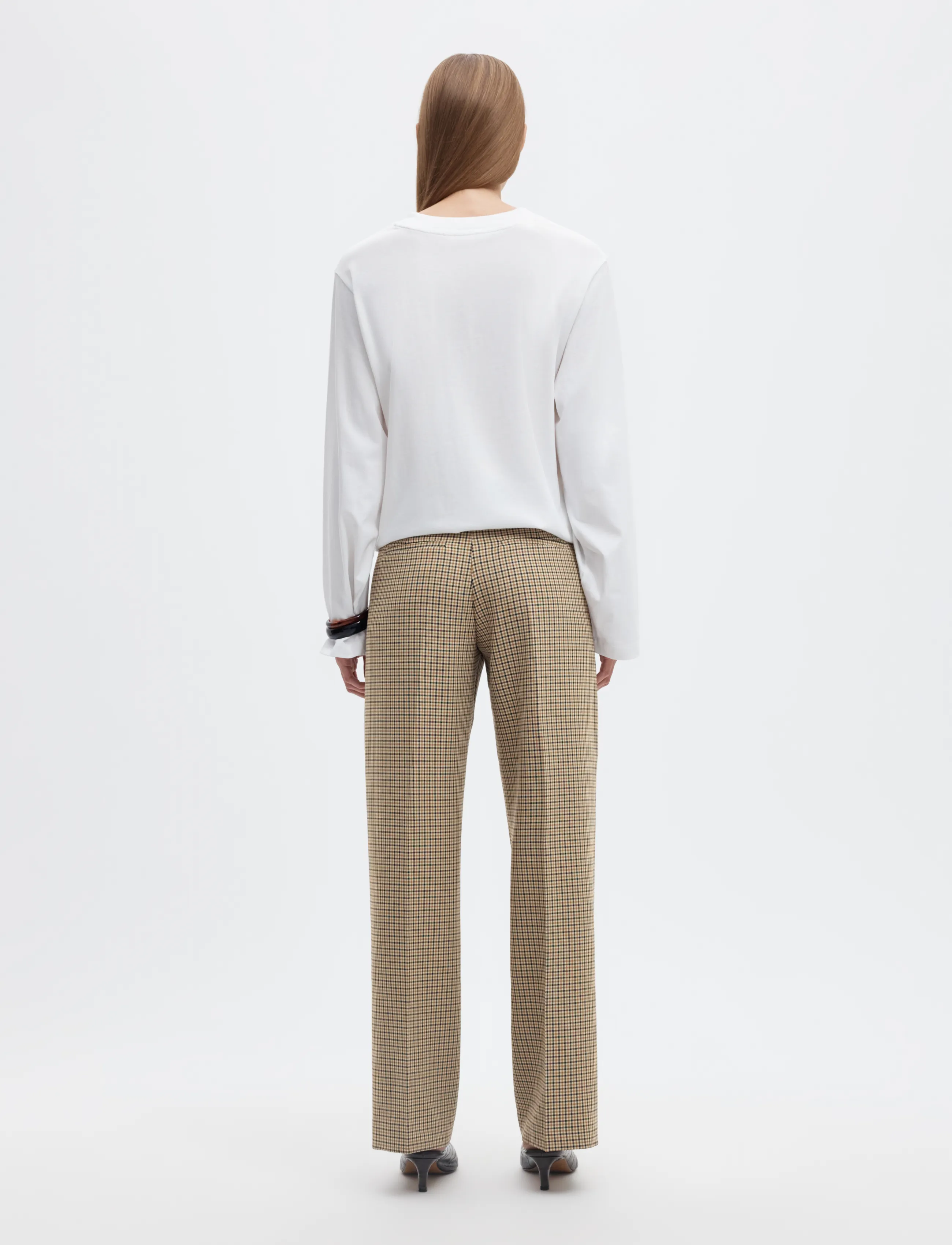 Selected - SLWRITA MW WIDE PANT CHECK - bukser med brede ben - monks robe - 2
