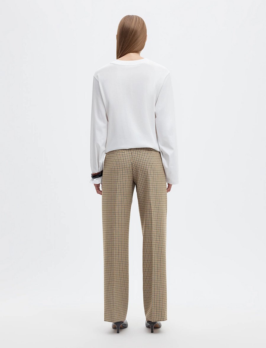 Selected - SLWRITA MW WIDE PANT CHECK - bukser med brede ben - monks robe - 2