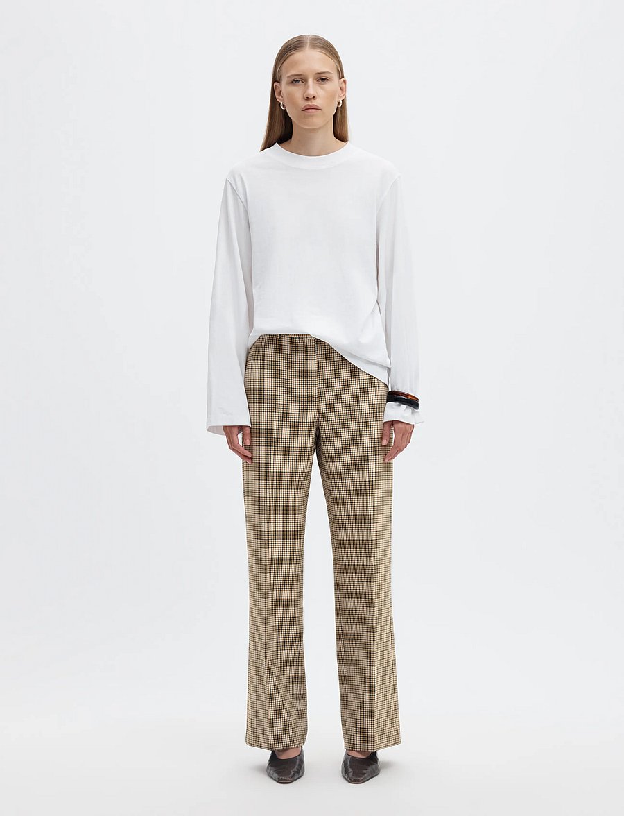 Selected - SLWRITA MW WIDE PANT CHECK - bukser med brede ben - monks robe - 3