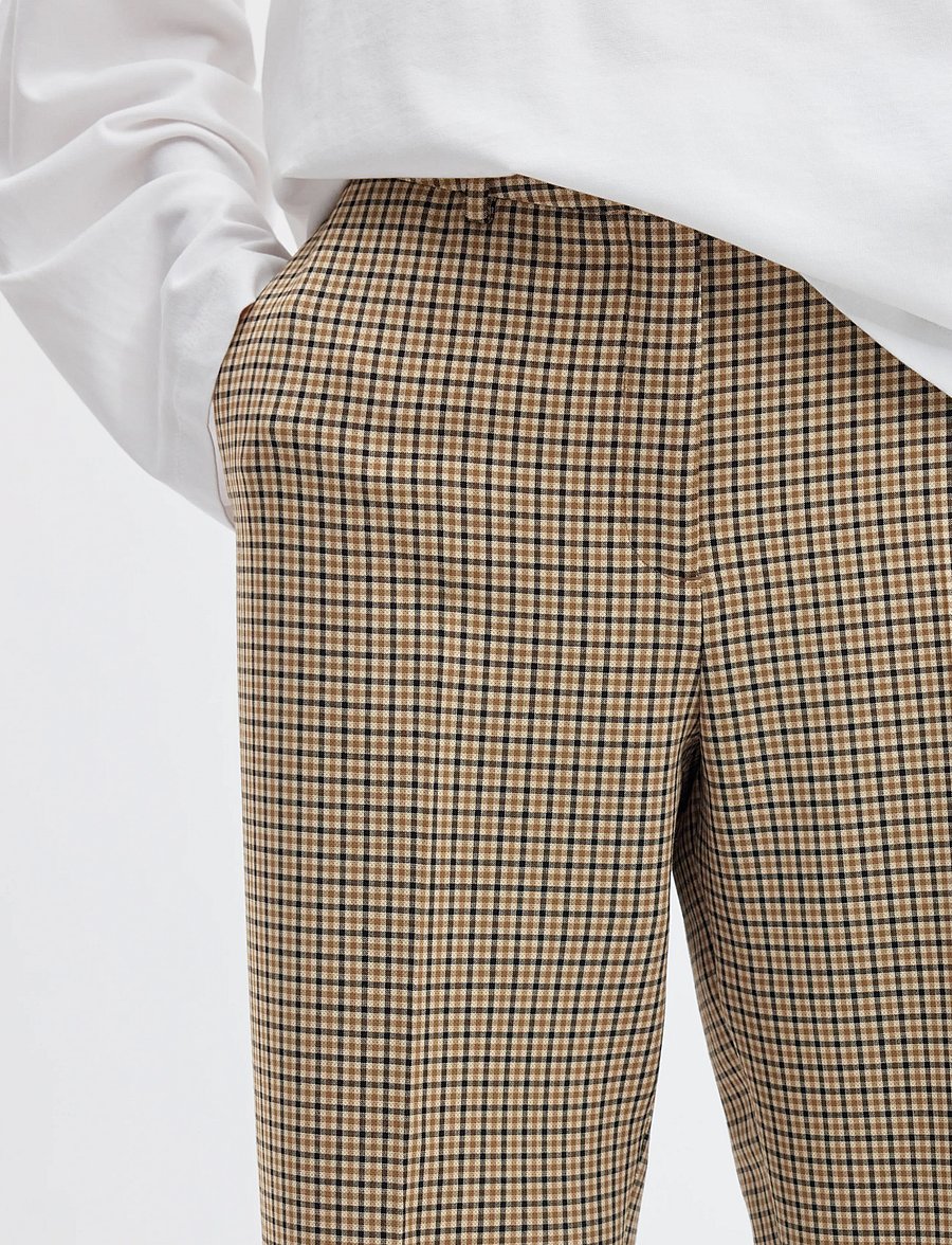 Selected - SLWRITA MW WIDE PANT CHECK - bukser med brede ben - monks robe - 4